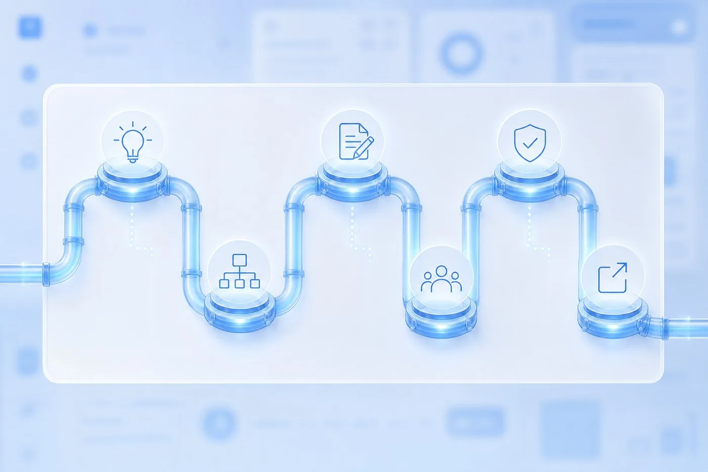 Pipeline glass panel metaphor