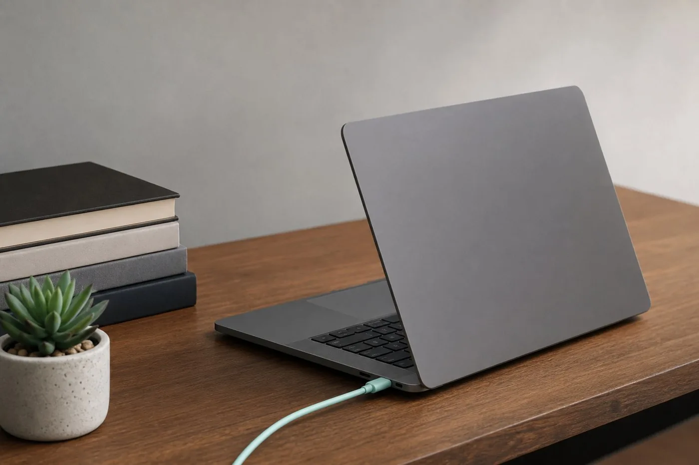 Laptop among books