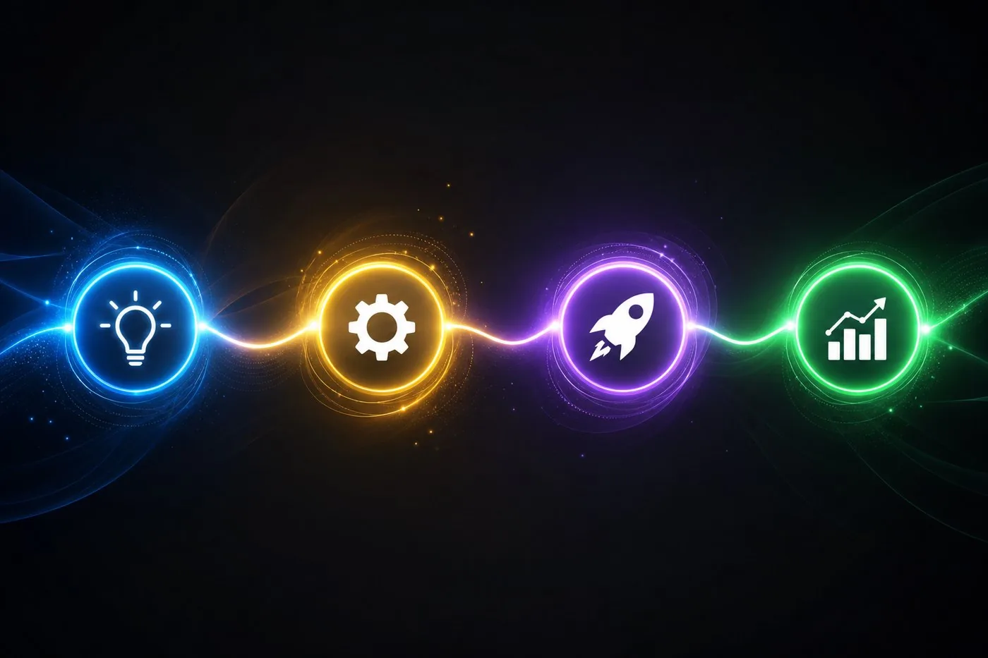 Abstract four stage creative workflow illustration