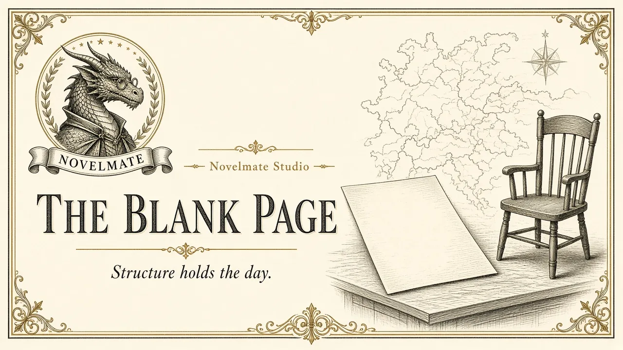 An empty page, a faint outline, and an empty chair