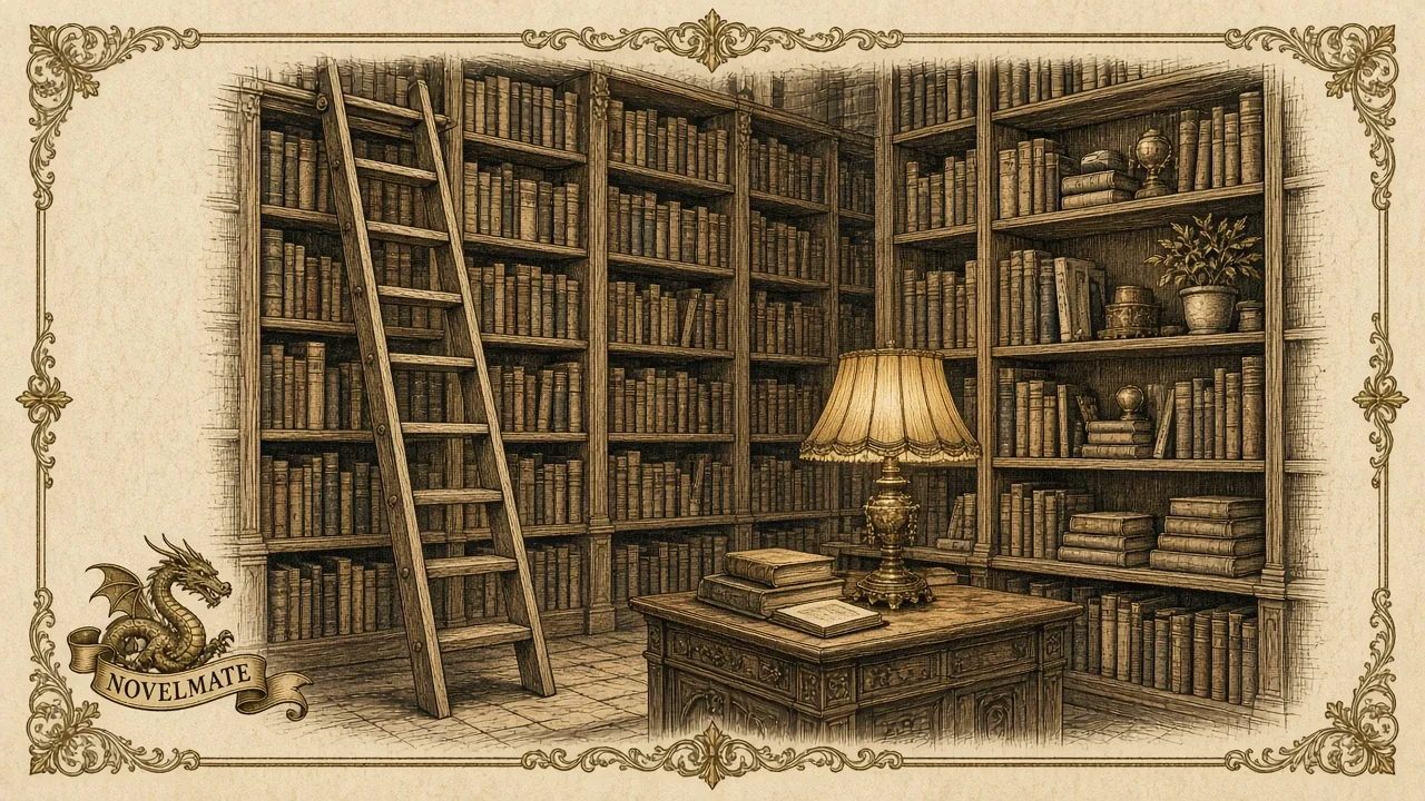 Library shelves in documentary light