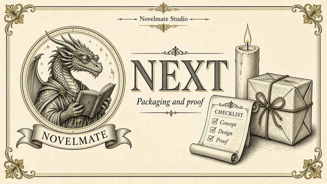 A candle, a wrapped parcel, and a checklist