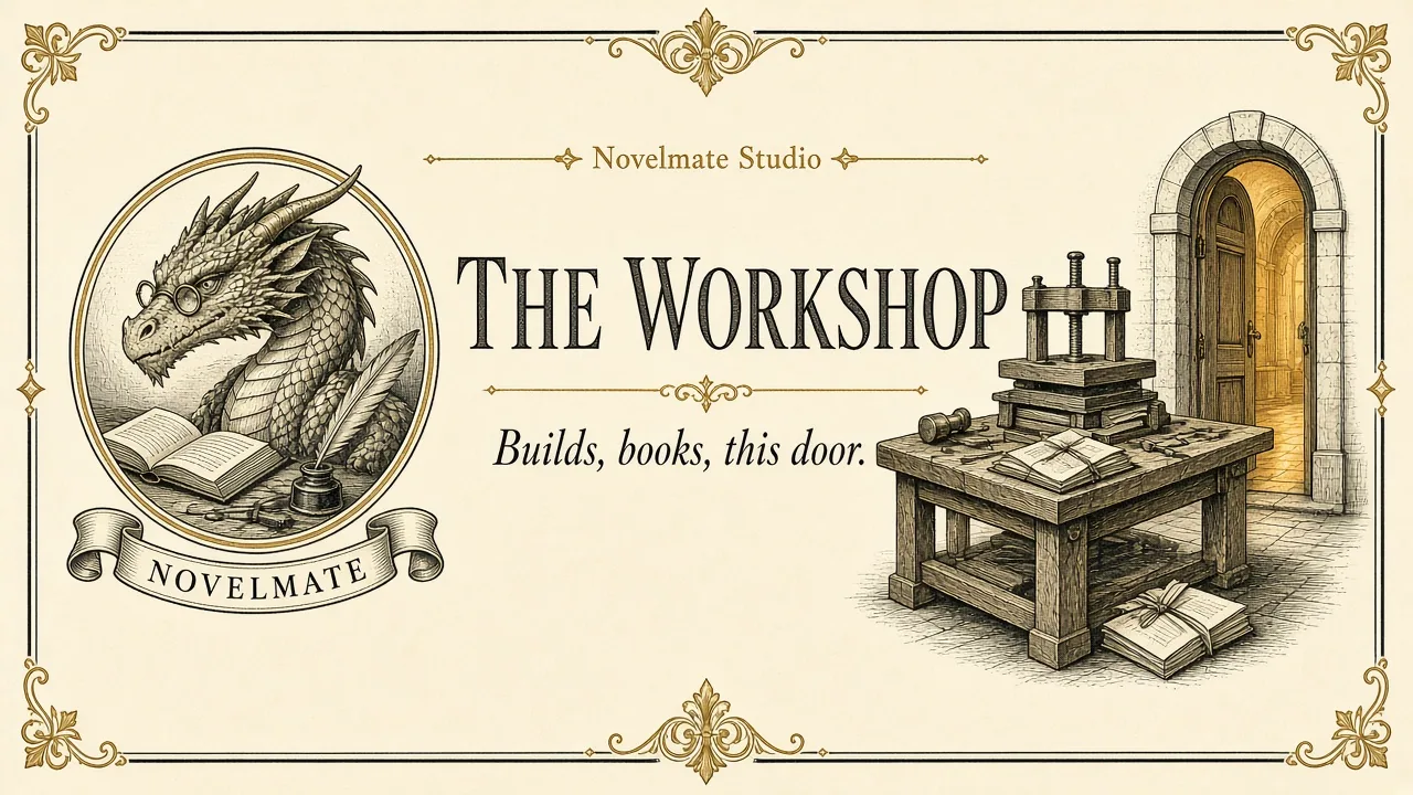 A bookbinder workbench and a small doorway